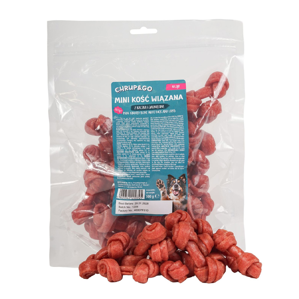 CHRUP&GO Mini Kość Wiązana Kaczka Jagnięcina 500g Gryzak Przysmak dla Psa